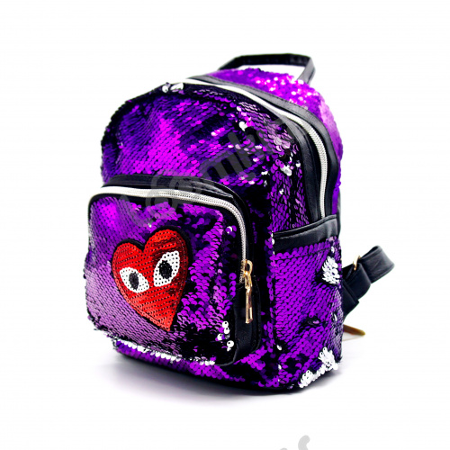 Рюкзак с пайетками "Сердечко" фиолетовый фото 3