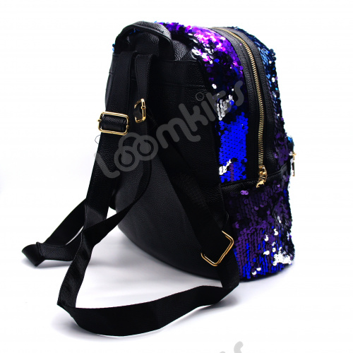 Рюкзак с пайетками и нашивками "Губки" Фиолетово-синий фото 6
