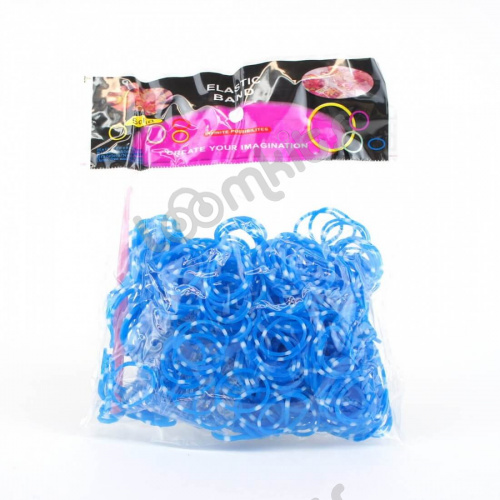 Резинки для плетения двухцветные Синие 600 шт