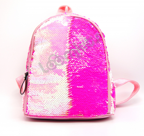 Рюкзак с пайетками 2 отделения - Перламутр розовый фото 8