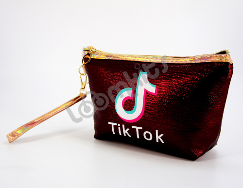 Пенал косметичка для девочки Tik Tok (Тик Ток), односекционный объемный на молнии, 1108 красный фото 4