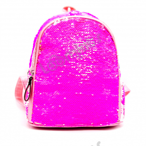 Рюкзак с пайетками 2 отделения - Перламутр розовый фото 3