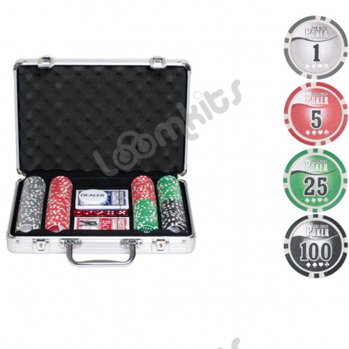 Покерный набор NUTS, 200 фишек 11.5 г с номиналом в чемодане, сукно фото 2