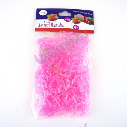 Резинки для плетения с ароматом "Клубника" Прозрачные Розовые 600 шт