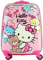 Детский чемодан на колесиках "Hello Kitty с мишками"
