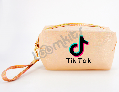 Пенал косметичка для девочки Tik Tok (Тик Ток), односекционный объемный на молнии, 1107 золотой фото 2