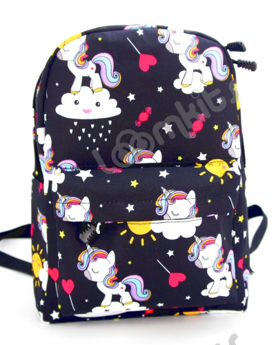 Рюкзак для девочки школьный "Единорожка", размер M, черный фото 2