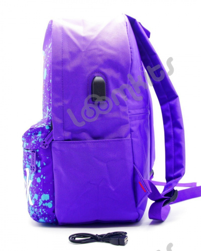 Рюкзак школьный для девочки Tik Tok Wings (Тик Ток Крылья) сиреневый, боковые карманы для воды, 40 см с USB выходом фото 5
