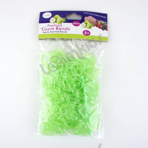Резинки для плетения с ароматом "Яблоко" Прозрачные  Зеленые 600 шт