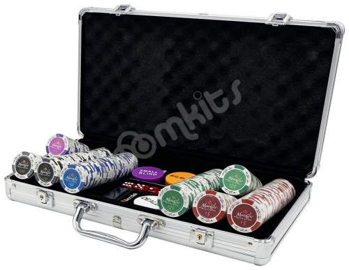 Покерный набор Monte Carlo, 300 фишек 14 г с номиналом в чемодане