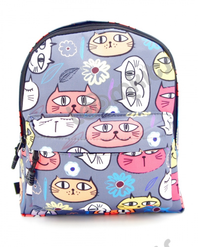 Рюкзак для девочки дошкольный "Летние котики", размер S, темно-серый фото 4