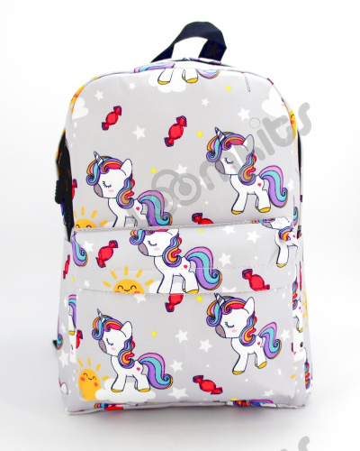Рюкзак для девочки школьный "Единорожка", размер M, серый фото 4