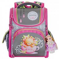 Школьный рюкзак Across ACR19-195 Мишка (серый и розовый)