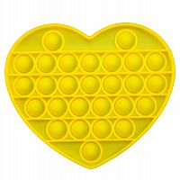 Сенсорная игрушка Антистресс Пупырка POP it Fidget с пузырьками Вечная пупырка - Тактильная успокоительная нажимная игрушка пузырьки Сердечко, желтое