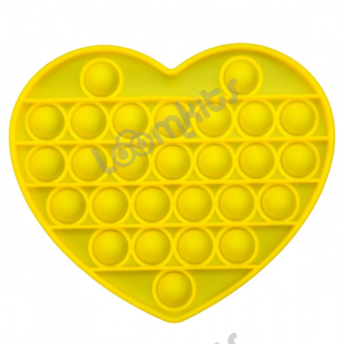 Сенсорная игрушка Антистресс Пупырка POP it Fidget с пузырьками Вечная пупырка - Тактильная успокоительная нажимная игрушка пузырьки Сердечко, желтое