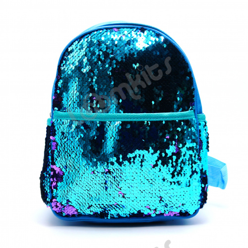 Рюкзак с пайетками меняющий цвет голубой фото 2
