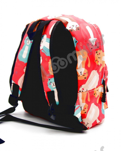 Рюкзак для девочки дошкольный "Котики с сердечками", размер S, красный фото 5