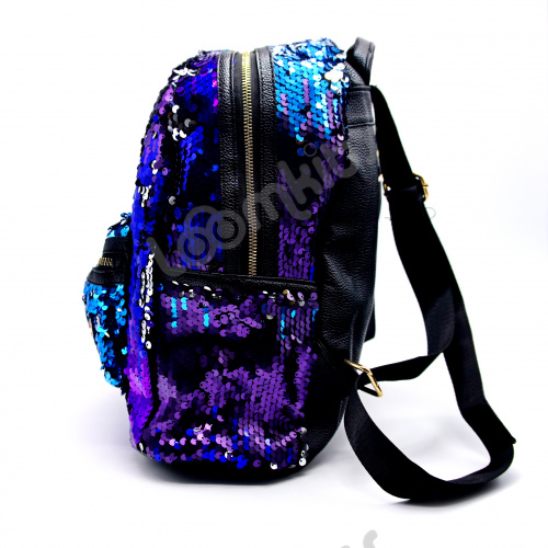 Рюкзак с пайетками и нашивками "Губки" Фиолетово-синий фото 3