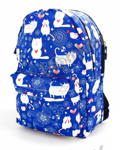 Рюкзак для девочки школьный "Котики с конфетками", размер L, синий фото 4