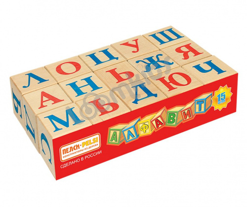 Деревянная развивающая игра Пелси кубики «Алфавит» (15 штук) фото 2