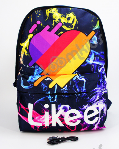Рюкзак для девочки школьный Likee (Лайки) USB, 20300, синий фото 2