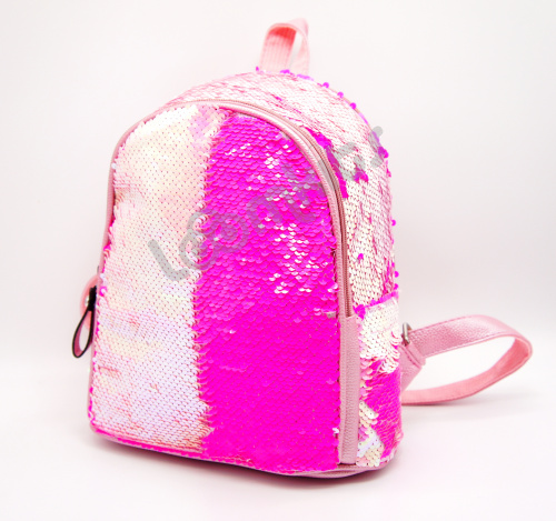 Рюкзак с пайетками 2 отделения - Перламутр розовый фото 9