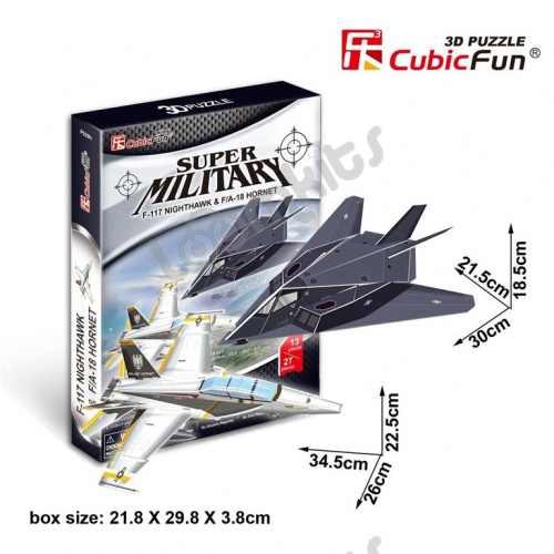 3D-пазл CubicFun 2в1 Самолеты "Ночной ястреб" и Истребитель-бомбардировщик фото 3