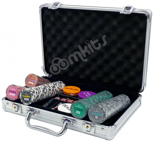 Покерный набор CASH, 200 фишек 14 г с номиналом в чемодане