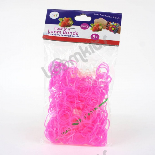 Резинки для плетения с ароматом "Клубника" Перламутровые Розовые 600 шт