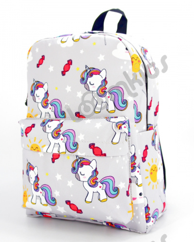 Рюкзак для девочки школьный "Единорожка", размер M, серый фото 5