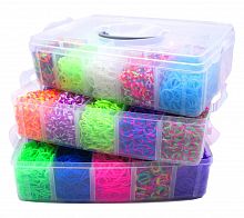 Набор резинок для плетения браслетов, 3 яруса, 18000 резинок, 25 цветов, большой разборный станок, большой пластиковый крючок