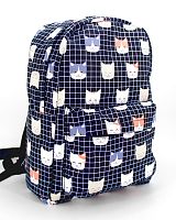 Рюкзак для девочки школьный "Кошка в клетку", размер M, черный