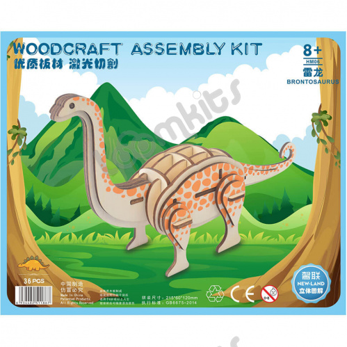 3D Конструктор из дерева - Бронтозавр фото 2
