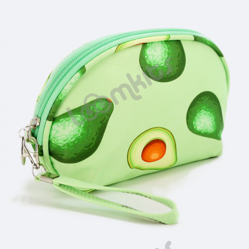 Пенал косметичка для девочки Авокадо, односекционный объемный на молнии, 397 зеленый фото 3
