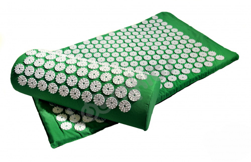 Аппликатор Кузнецова - Акупунктурный массажный коврик с валиком, зеленый фото 2