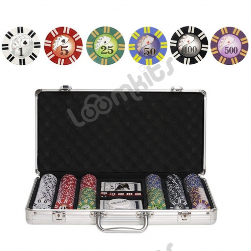 Покерный набор Royal Flush, 300 фишек, 11,5 г, с номиналом, в алюминиевом чемодане