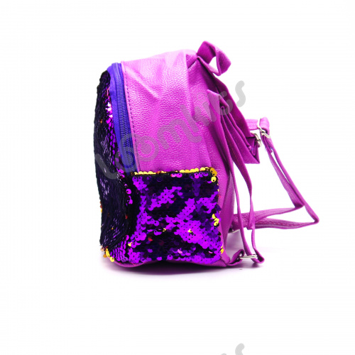Рюкзачок для девочек с пайетками фиолетовый фото 3