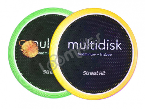 Набор для игры Мультидиск "Street Hit" Mini (Бадминтон+Фрисби), 30 см, зелено-желтый фото 2
