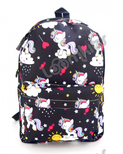 Рюкзак для девочки школьный "Единорожка", размер L, черный фото 2