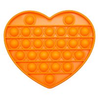 Сенсорная игрушка Антистресс Пупырка POP it Fidget с пузырьками Вечная пупырка - Тактильная успокоительная нажимная игрушка пузырьки Сердечко, оранжевое