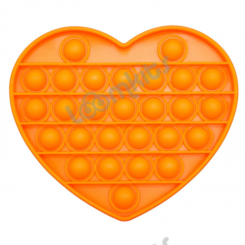 Сенсорная игрушка Антистресс Пупырка POP it Fidget с пузырьками Вечная пупырка - Тактильная успокоительная нажимная игрушка пузырьки Сердечко, оранжевое