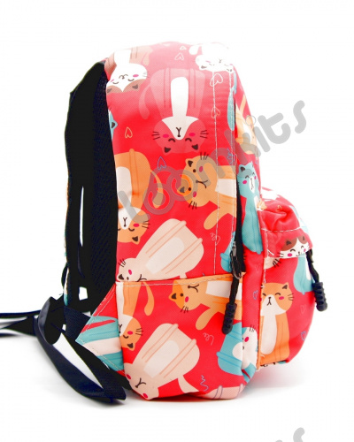 Рюкзак для девочки дошкольный "Котики с сердечками", размер S, красный фото 3