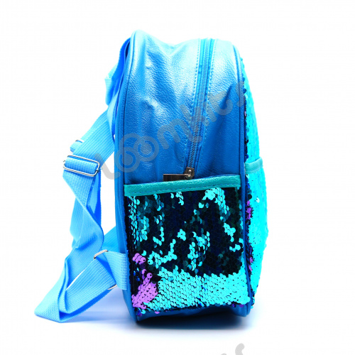 Рюкзак с пайетками меняющий цвет голубой фото 6