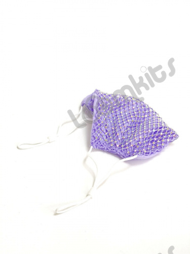 Маска защитная тканевая женская со стразами и кристаллами, фиолетовая фото 4