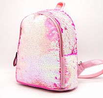 Рюкзак с пайетками 2 отделения - Перламутр розовый