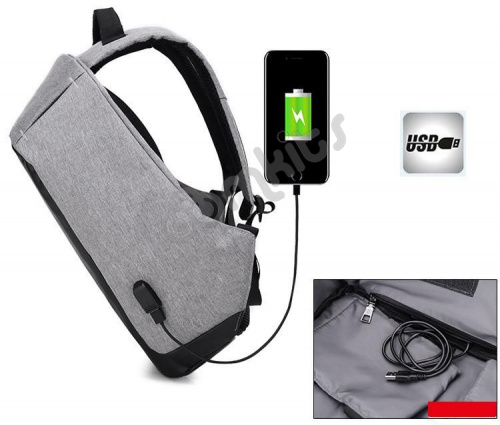 Рюкзак-антивор с USB серый фото 3