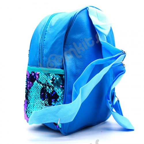 Рюкзак с пайетками меняющий цвет голубой фото 4