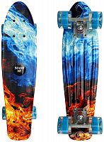 Скейтборд круизер Street Hit "Огонь и пламя" со светящимися колесами, 55 см