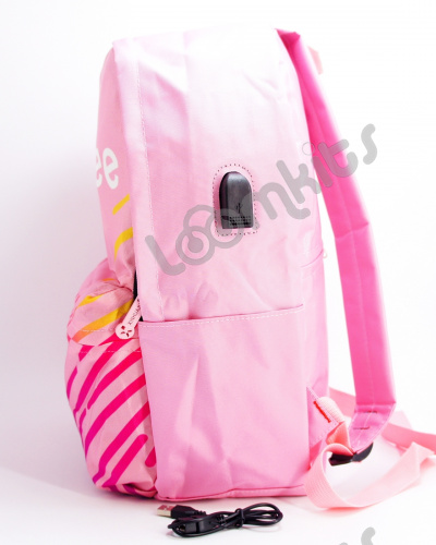 Рюкзак для девочки школьный Likee (Лайки) USB, 20309, розовый фото 4