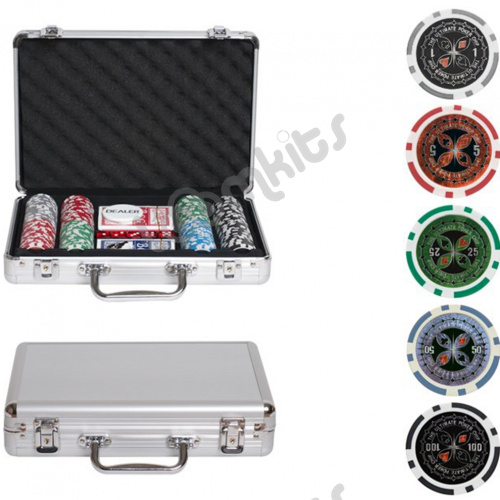 Покерный набор Ultimate, 200 фишек 11.5 г с номиналом в чемодане, сукно фото 2
